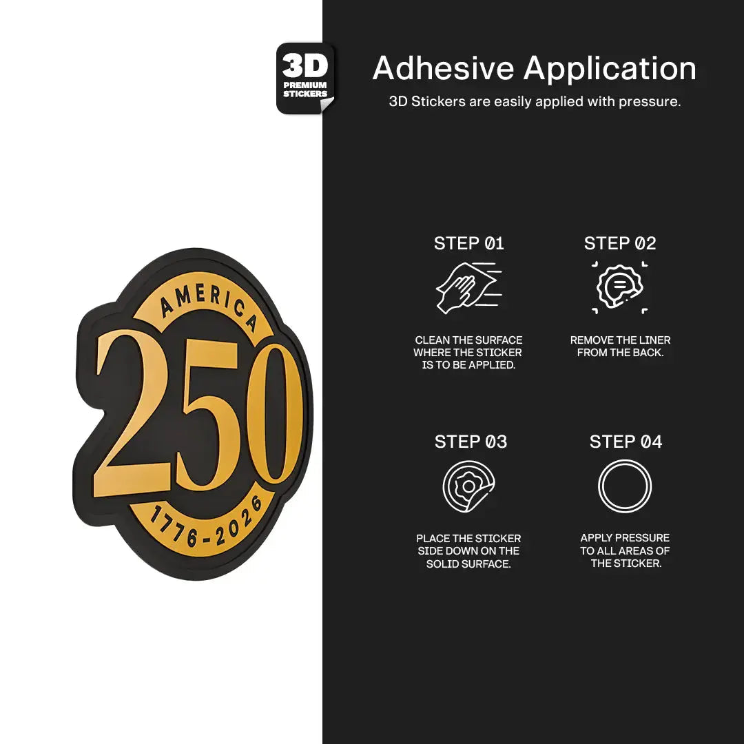 Official America 250th Anniversary Mark Emblem Gold - Stickmadly