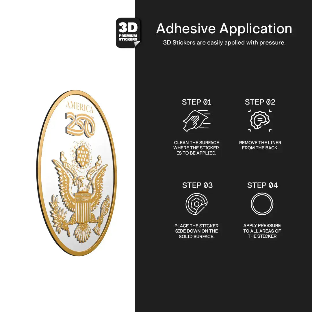 Official America 250th Anniversary National Crest Emblem GOLD - Stickmadly