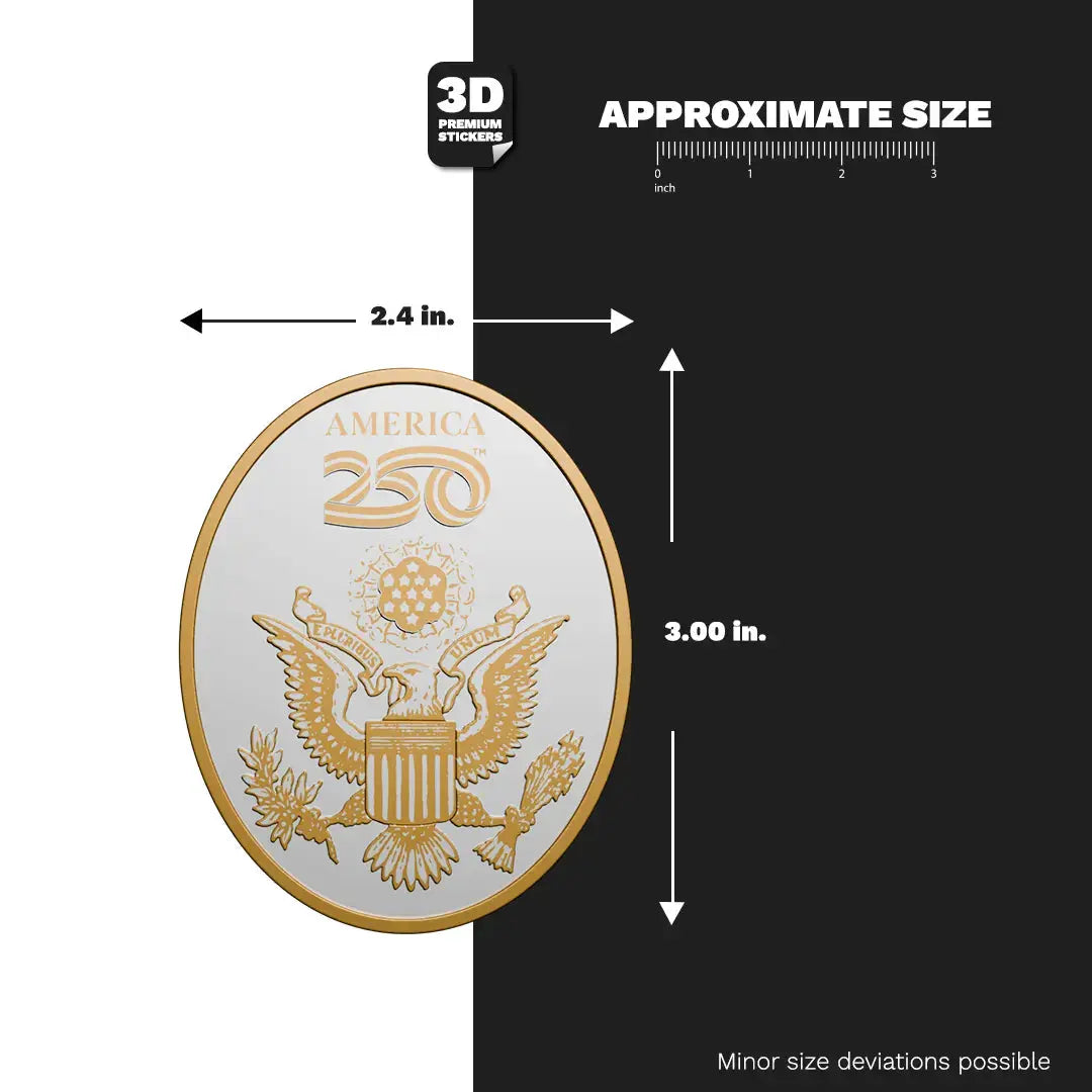 Official America 250th Anniversary National Crest Emblem GOLD - Stickmadly