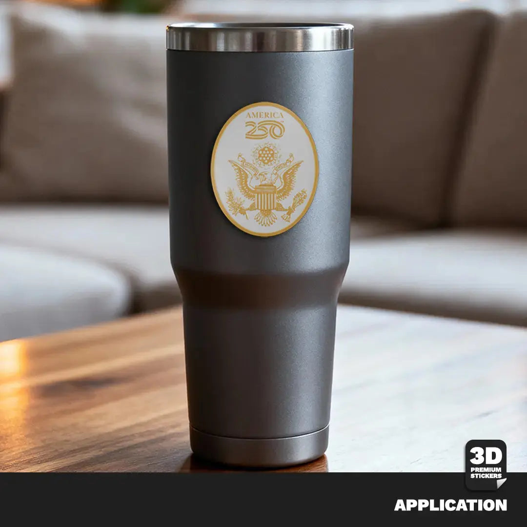 Official America 250th Anniversary National Crest Emblem GOLD - Stickmadly