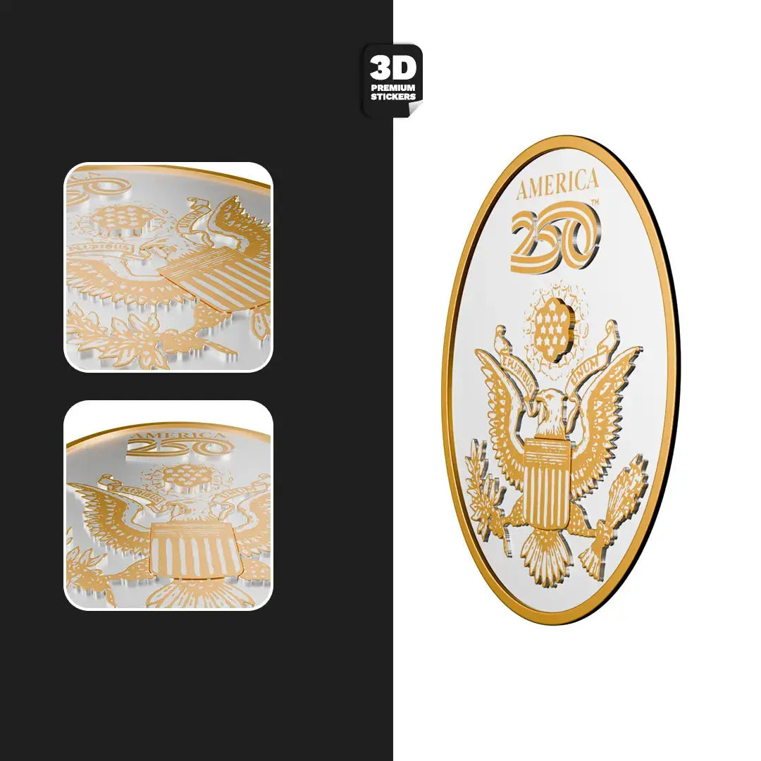 Official America 250th Anniversary National Crest Emblem GOLD - Stickmadly