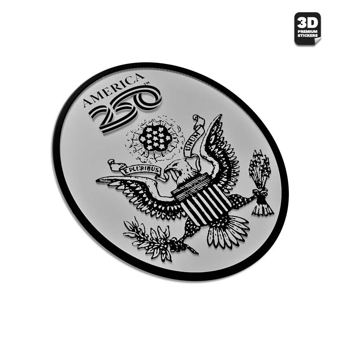 Official America 250th Anniversary National Crest Emblem SILVER - Stickmadly