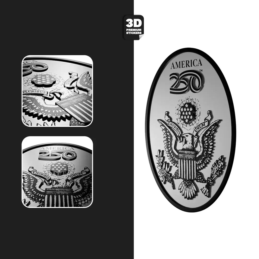 Official America 250th Anniversary National Crest Emblem SILVER - Stickmadly