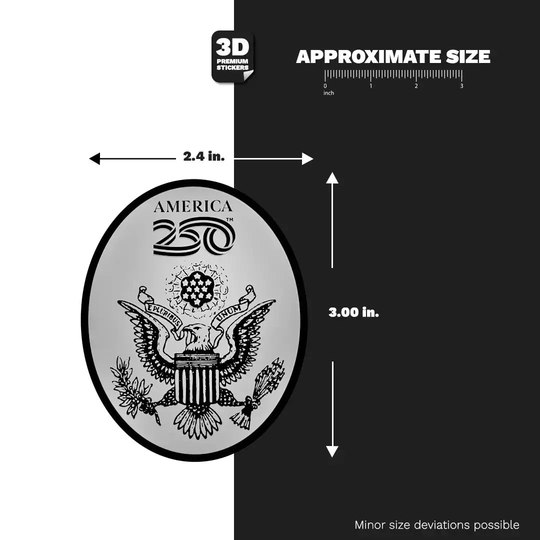 Official America 250th Anniversary National Crest Emblem SILVER - Stickmadly