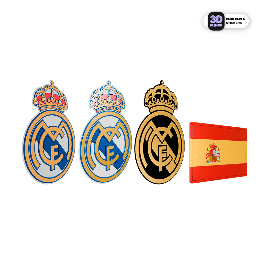 Real Madrid Crest Collection & Spain Flag Pack - Stickmadly