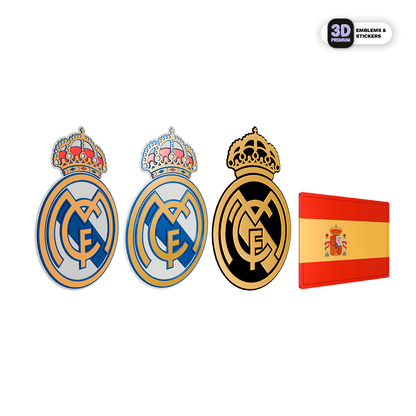 Real Madrid Crest Collection & Spain Flag Pack - Stickmadly