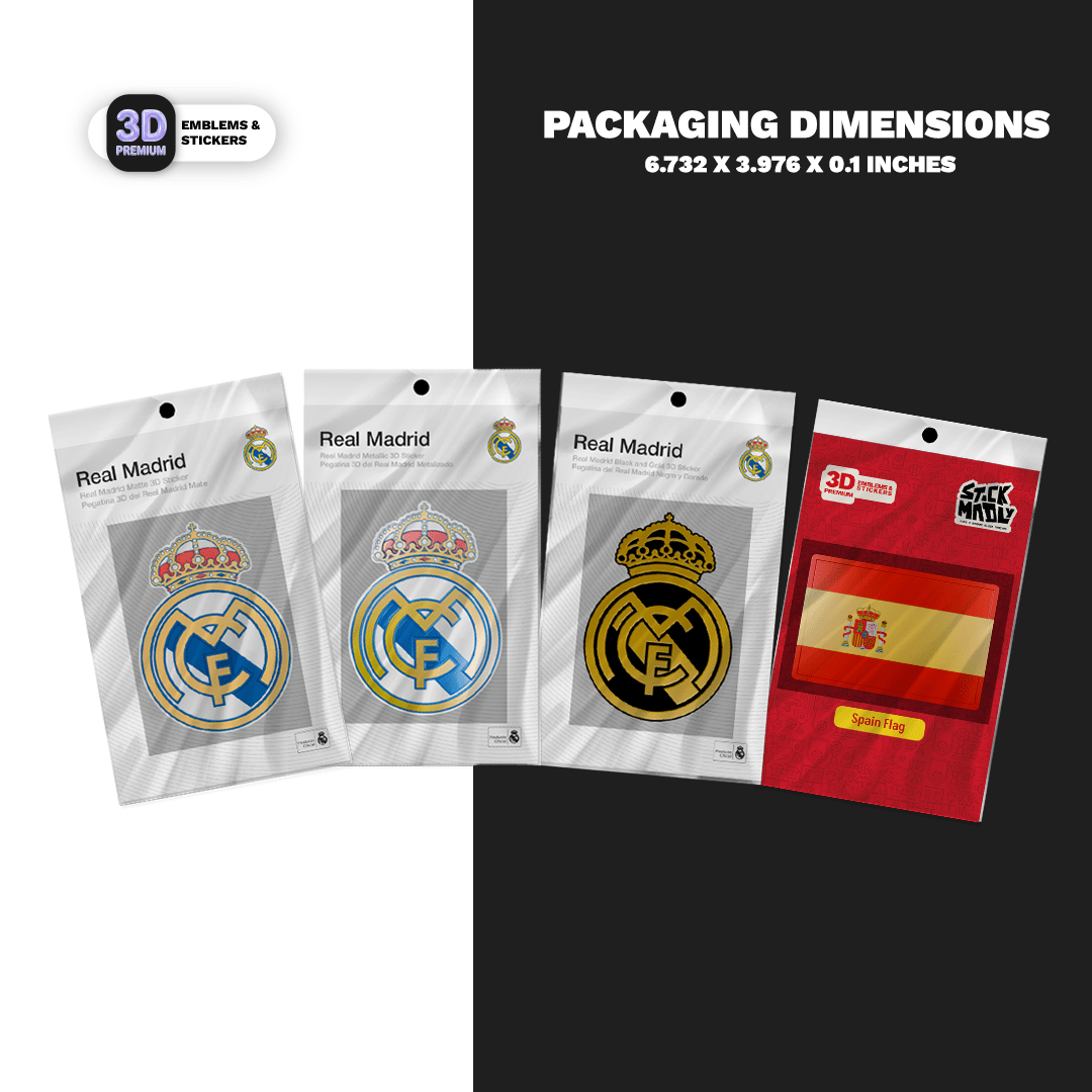 Real Madrid Crest Collection & Spain Flag Pack - Stickmadly