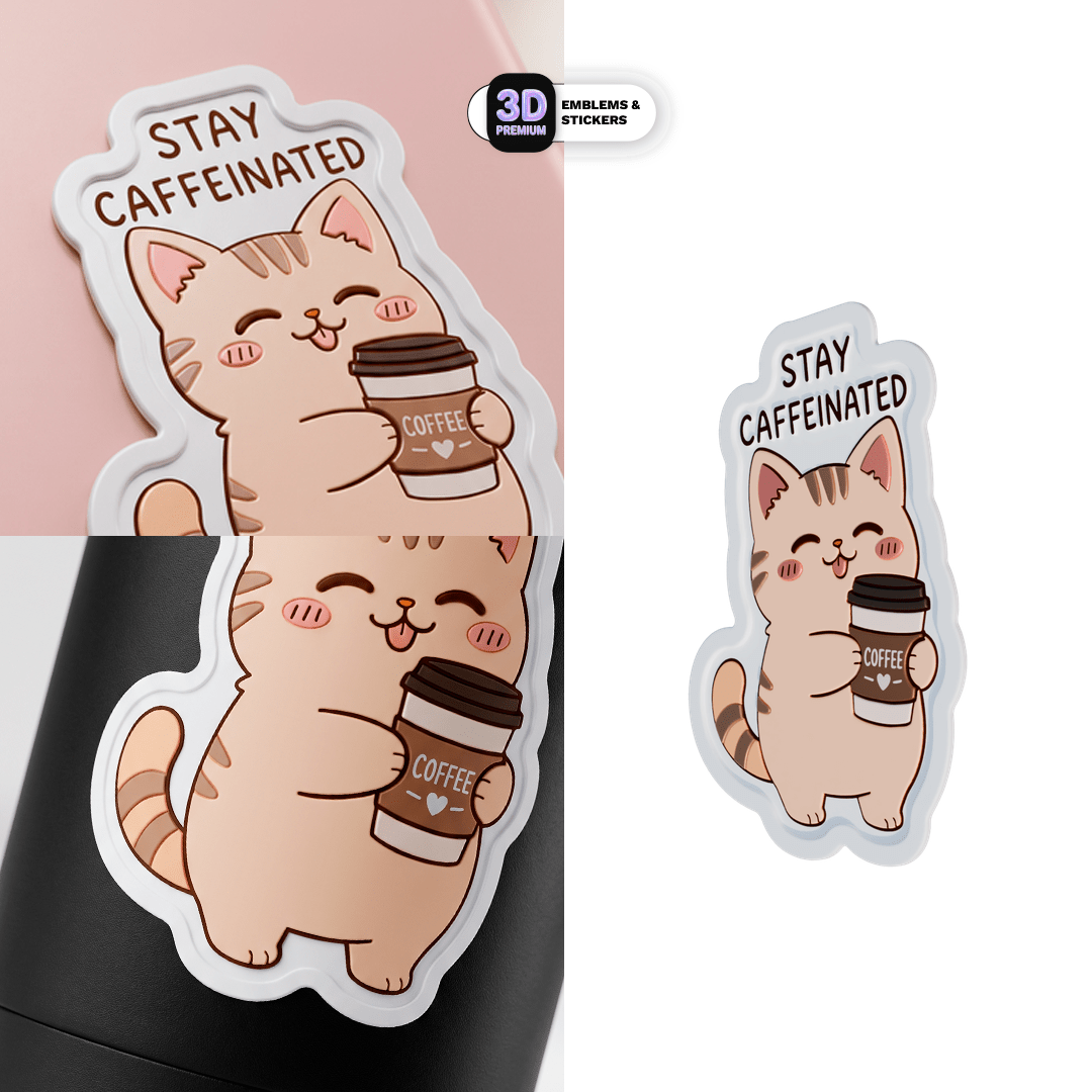 STAY CAFFEINATED CAT - Stickmadly