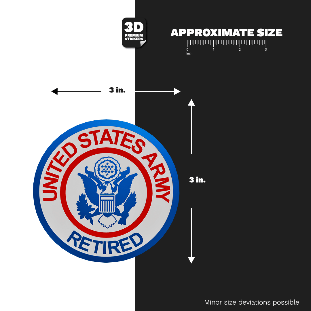 United States Army Retired Size 3'' - Stickmadly