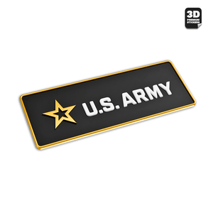 U.S. ARMY Gold Rectangle 3D Premium Sticker- Stickmadly