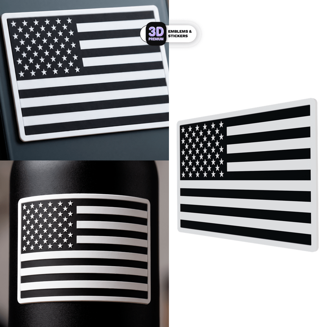 USA FLAG FULL WHITE & BLACK - Stickmadly