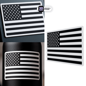 USA FLAG FULL WHITE & BLACK - Stickmadly