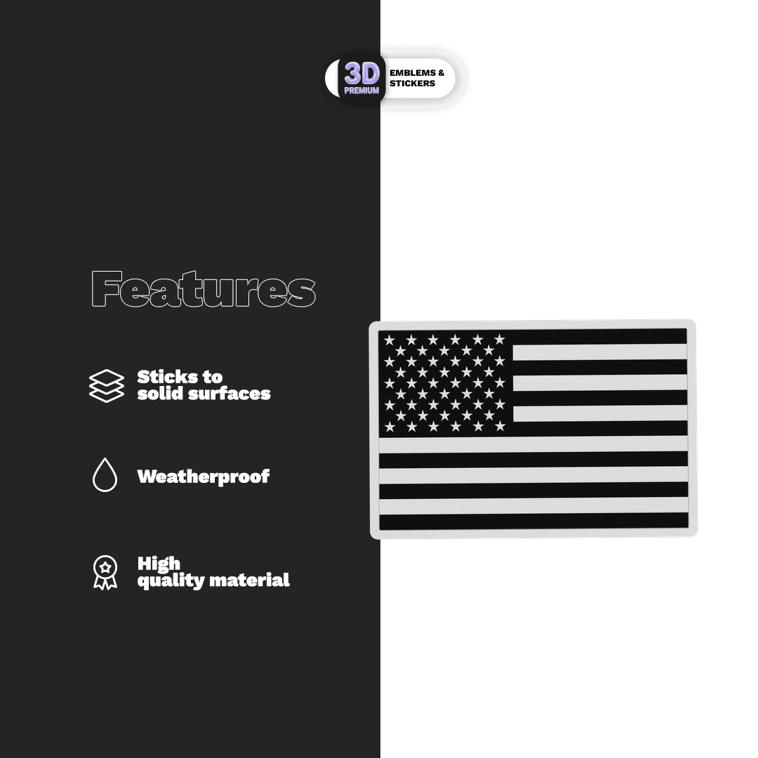 USA FLAG FULL WHITE & BLACK - Stickmadly